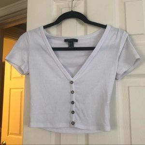 White Buttoned Crop Top